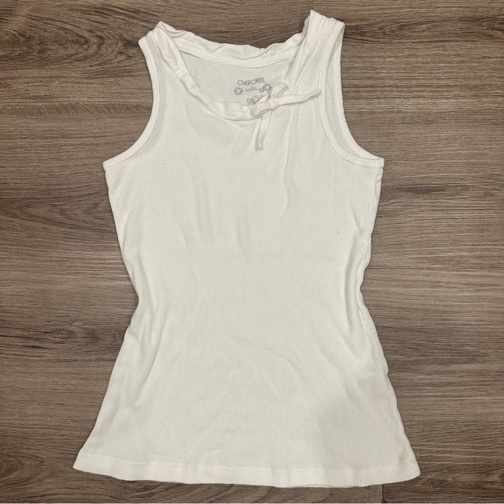 Vintage Y2K basic white bow tank top